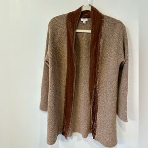 J. Jill wool duster sweater with crushed velvet accent, size M